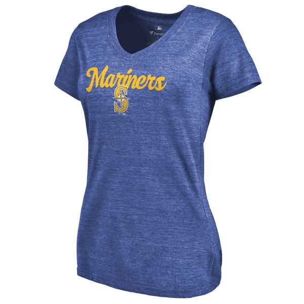 Women's Seattle Mariners Freehand V Neck Slim Fit Tri Blend T-Shirt Royal FengYun,We sell and wholesale Women's Seattle Mariners Freehand V Neck Slim Fit Tri Blend T-Shirt Royal FengYun on line form chian!